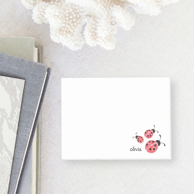 Watercolor Ladybug Personalised Post-It Notes (Creator Uploaded)