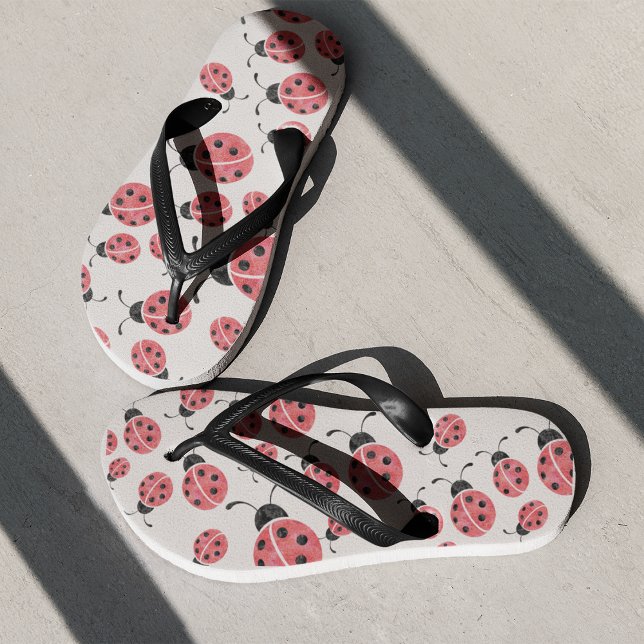 Watercolor Ladybug Print Flops Jandals (Creator Uploaded)