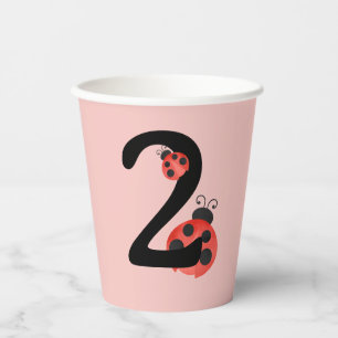 Watercolor Ladybug Second Birthday Party Cups