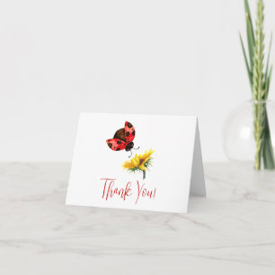 Watercolor Ladybug Sunflower Thank You Card