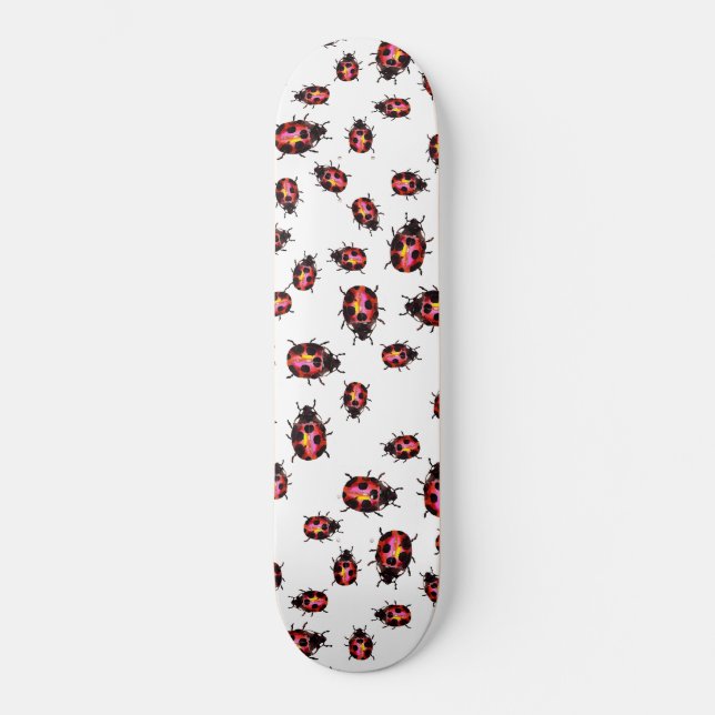 Watercolor Ladybugs Pattern Skateboard (Front)