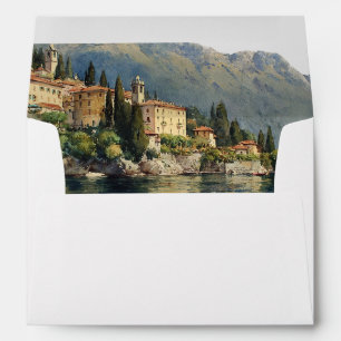 Watercolor Lake Como Italy Wedding Return Address Envelope