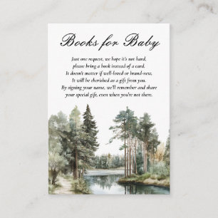 Watercolor Lake Forest Baby Shower Books For Baby Enclosure Card