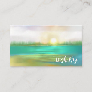 Watercolor lake gray blue smokey Business Card