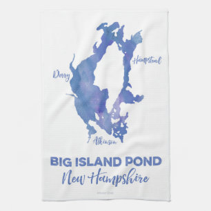 Watercolor Lake Kitchen Towel Big Island Pond NH