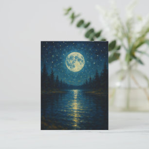 Watercolor Lake Night Greeting Card