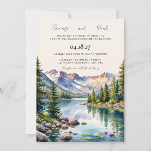 Watercolor Lake Tahoe National Park Wedding Invitation