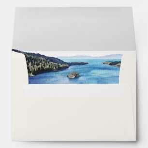 Watercolor Lake Tahoe Skyline Wedding Envelope