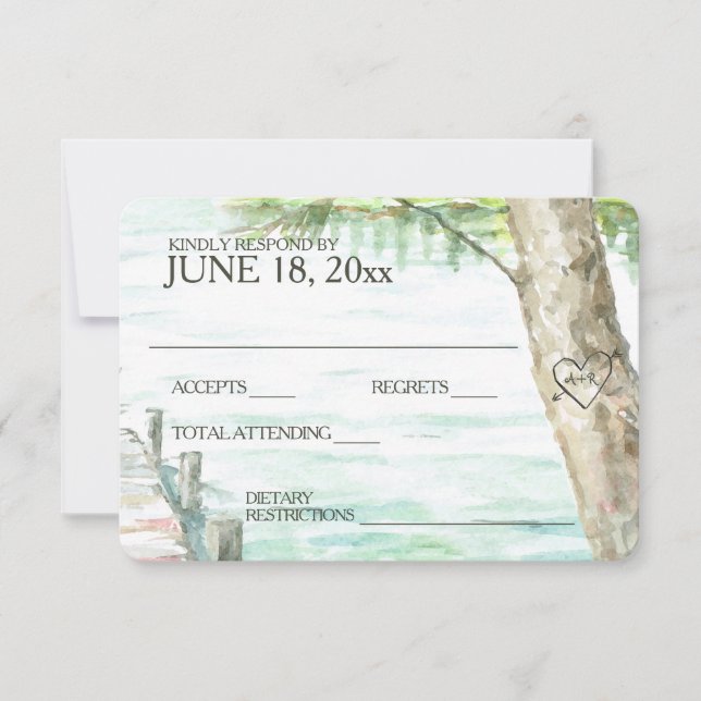 Watercolor Lake Wedding Response (Front)