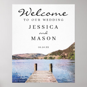 Watercolor Lake Wedding Welcome Sign