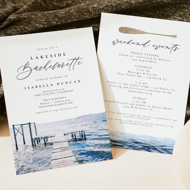 Watercolor Lakeside Bachelorette at the Lake Invitation (Creator Uploaded)