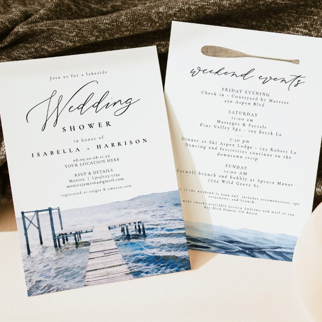 Watercolor Lakeside Lake Wedding Shower Invitation (Creator Uploaded)