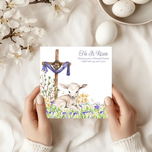 Watercolor Lamb Christian Easter  Holiday Card (Creator Uploaded)
