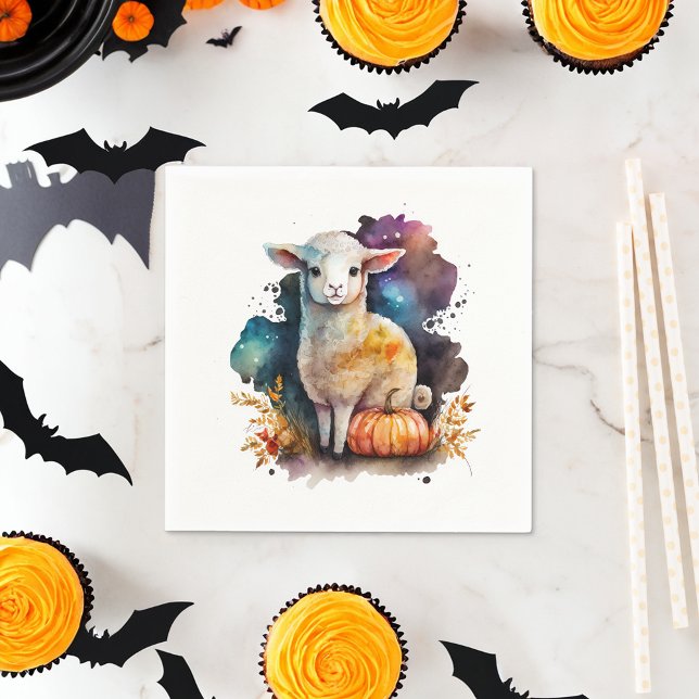 Watercolor Lamb Halloween Napkin (Creator Uploaded)