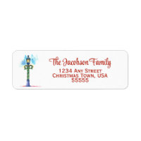 Watercolor Lamp Post Christmas Return Address