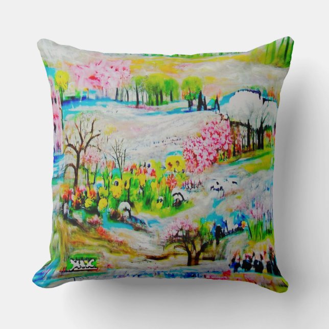 Watercolor Landscape 2 Cushion (Front)