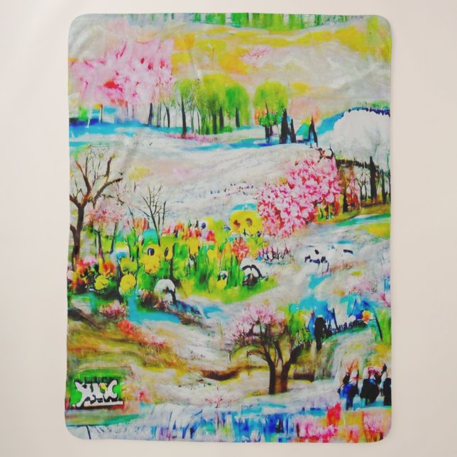 Watercolor Landscape 2 Sherpa Blanket (Front)