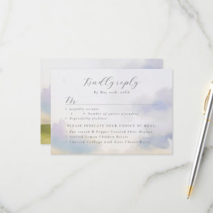 watercolor landscape clouds RSVP w meal choices Card
