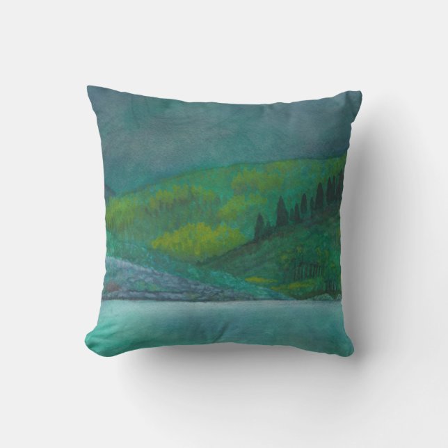 Watercolor landscape cushion (Front)