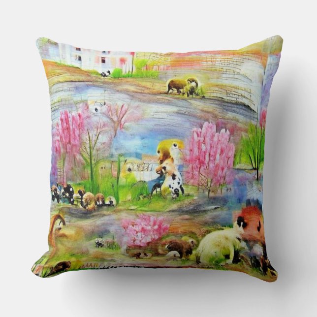 Watercolor Landscape  Cushion (Front)