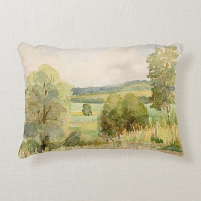 Watercolor Landscape Decorative Cushion (Front)