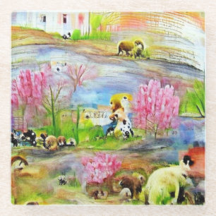 Watercolor Landscape Glass Coaster