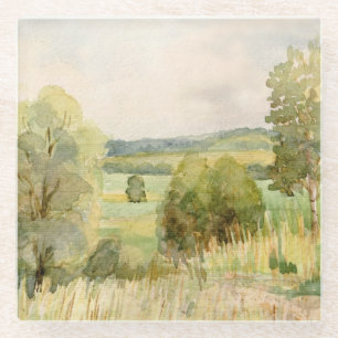 Watercolor Landscape Glass Coaster
