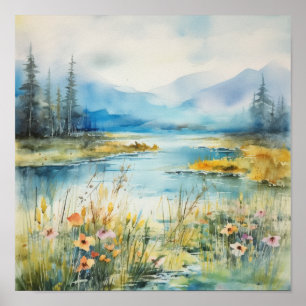 Watercolor Landscape III Poster