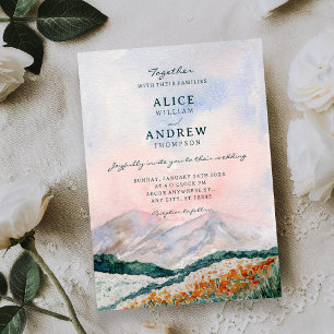 Watercolor landscape nature wedding invitation