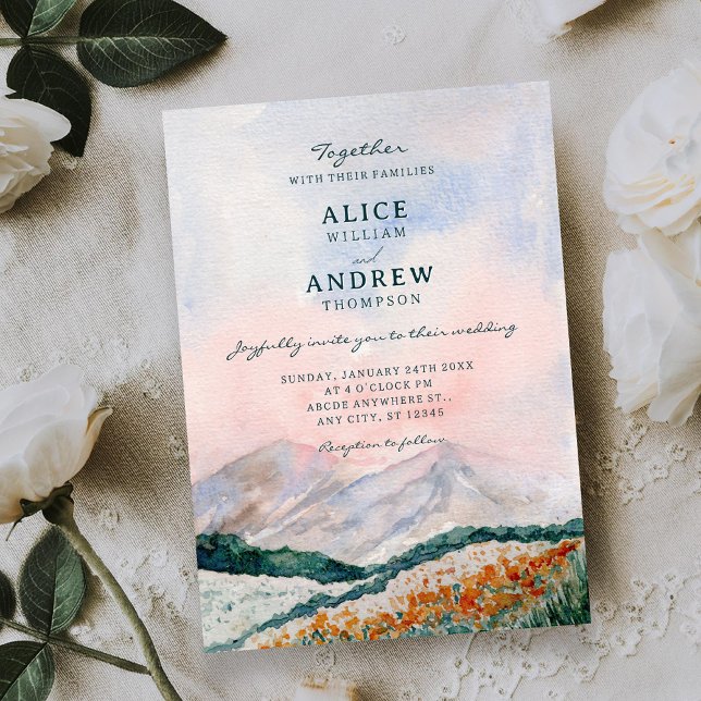 Watercolor landscape nature wedding invitation (Creator Uploaded)