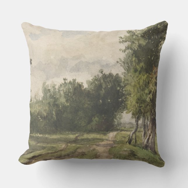 Watercolor Landscape of Path - Constant Troyon Cushion (Front)
