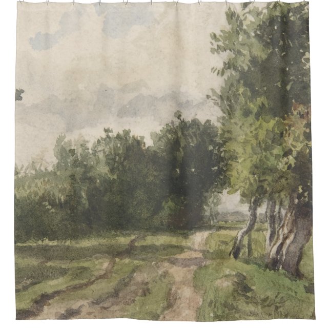 Watercolor Landscape of Path - Constant Troyon Shower Curtain (Front)
