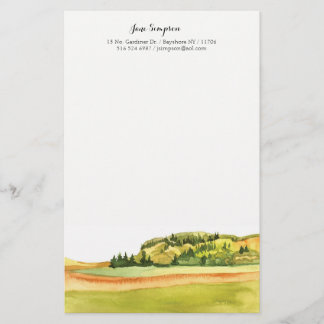 watercolor landscape personal stationary stationery