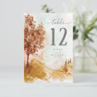 Watercolor Landscape Table Number Autumn ID786