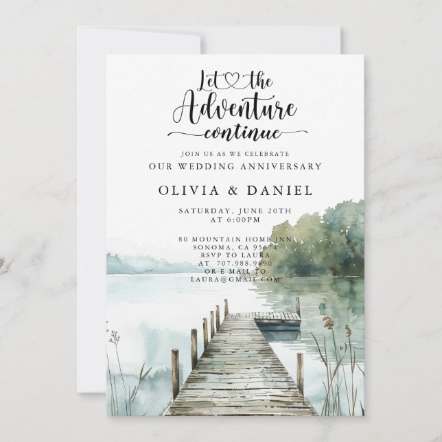 Watercolor Landscape Wedding Anniversary  Invitation (Front)