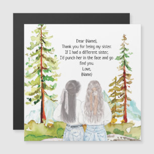 Watercolor Landscape with 2 Girls Custom Message