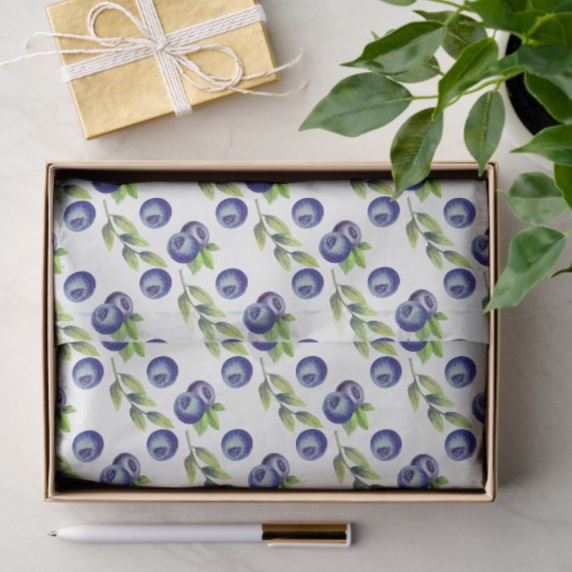 Watercolor Large Blueberry Pattern Tissue Paper (Gift)