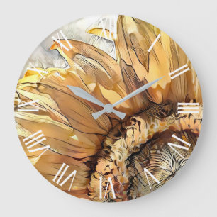 Watercolor Large Sunflower Elegant Collection Clock