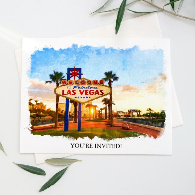 Watercolor Las Vegas Sign Wedding Invitation (Creator Uploaded)
