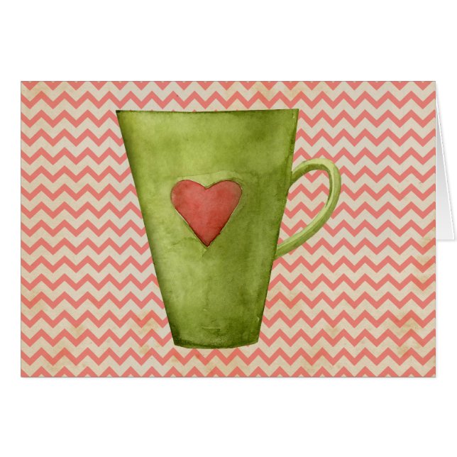 Watercolor Latte Mug Greeting Card (Front Horizontal)