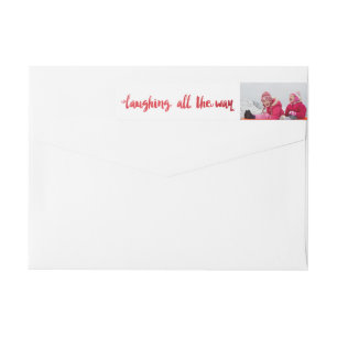 Watercolor Laughing All the Way Holiday Photo Wrap Around Label