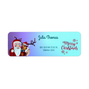 Watercolor Laughing Santa Claus Rudolf Smiling