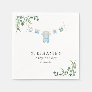 Watercolor Laundry Blue Baby Shower  Napkin