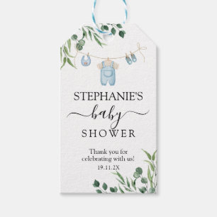 Watercolor Laundry Blue Greenery Baby Shower  Gift Tags