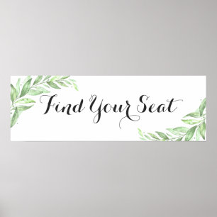 Watercolor Laurel Branch Wedding Seating Poster
