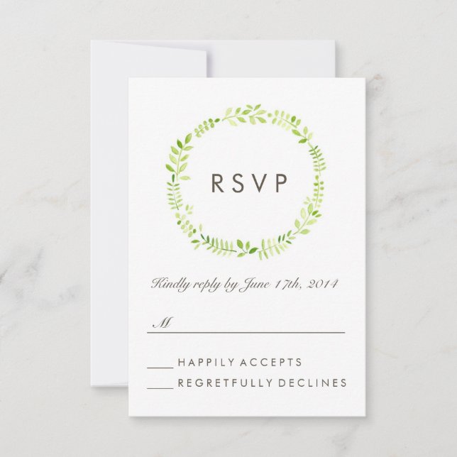 Watercolor Laurel RSVP Card (Front)