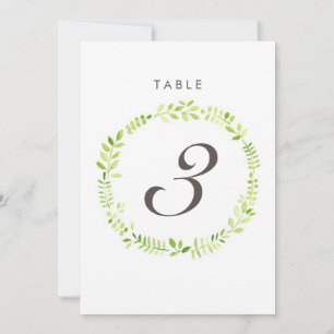 Watercolor Laurel Table Number Card