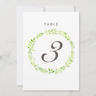 Watercolor Laurel Table Number Card