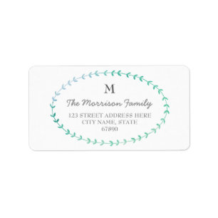 Watercolor Laurel Wreath Monogram Address Labels