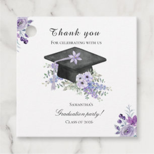 Watercolor  Lavander Purple Floral Graduation  Favour Tags
